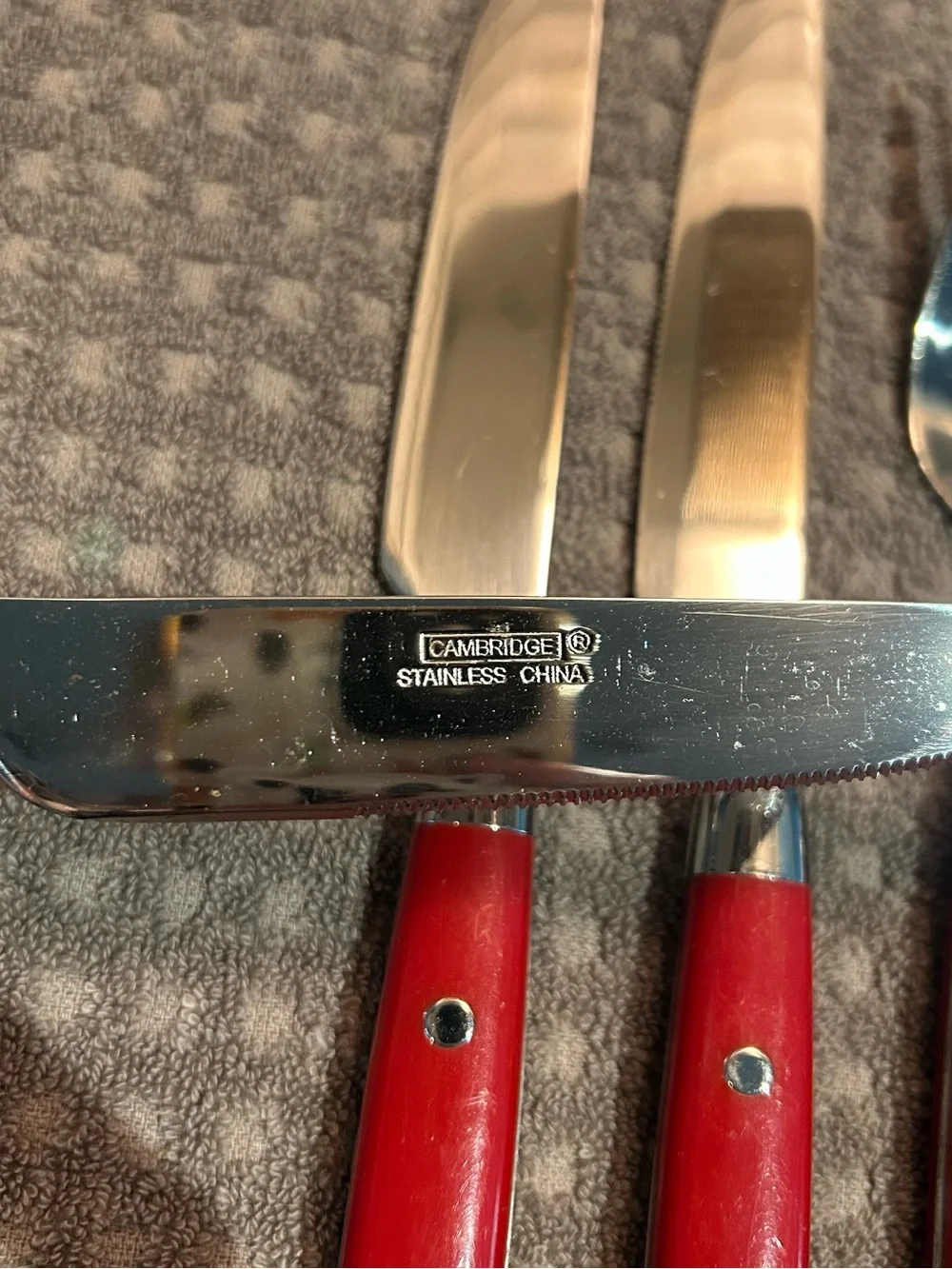 Jubilee Red by Cambridge Collectible Stainless Steel Retro Vintage Flatware.